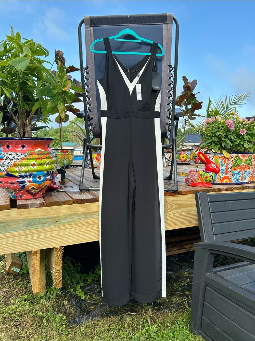 WHBM $185 Colorblock Wide Leg Jumpsuit
